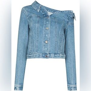 RTA Women’s Blue Rebecca One-shoulder Denim Trucker Jacket